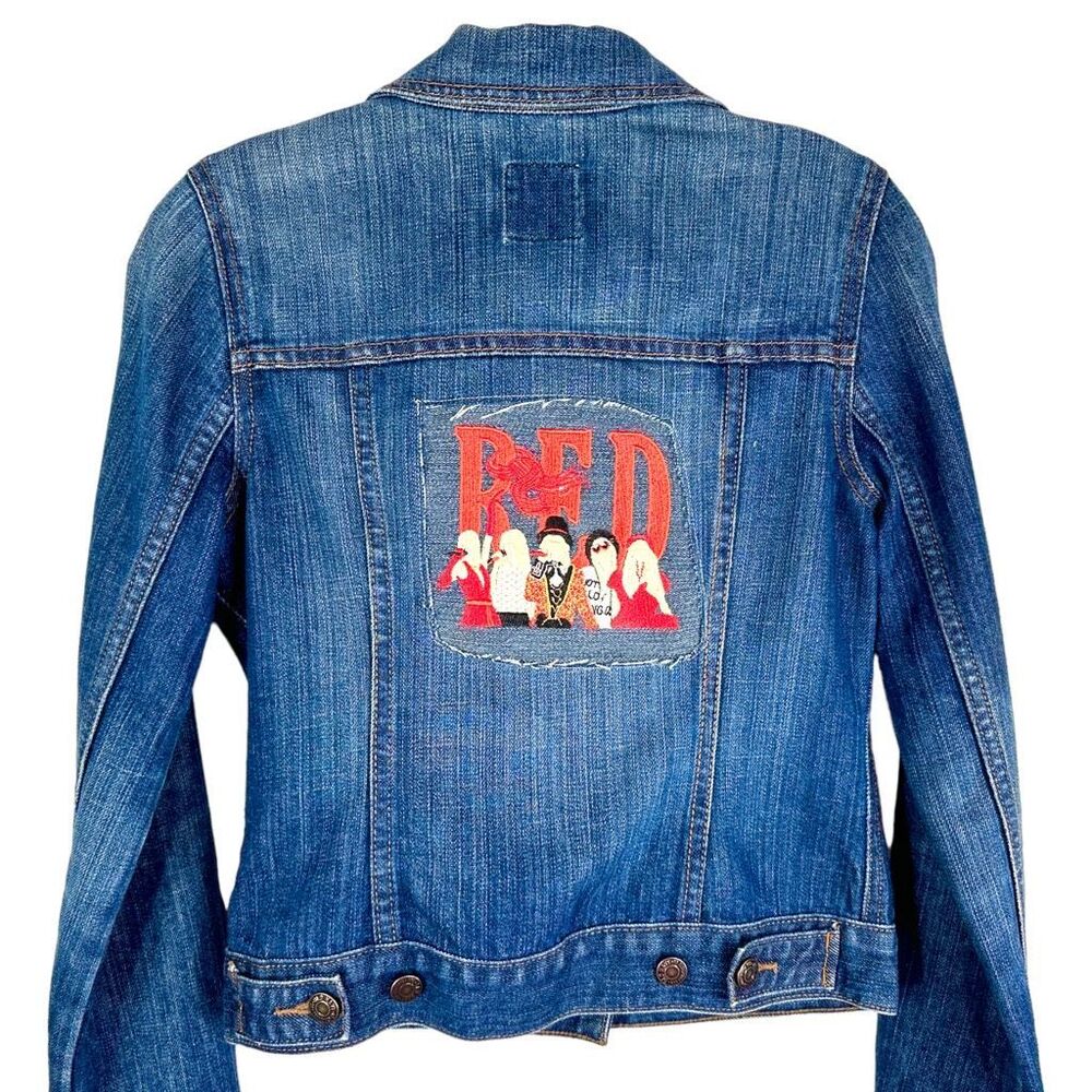 Taylor Swift Custom Jean Jacket Embroidered Red Old Navy Small Eras Tour 1629‎